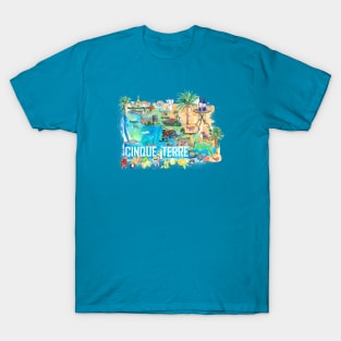 5Terre Illustrated Travel Map With Roads T-Shirt